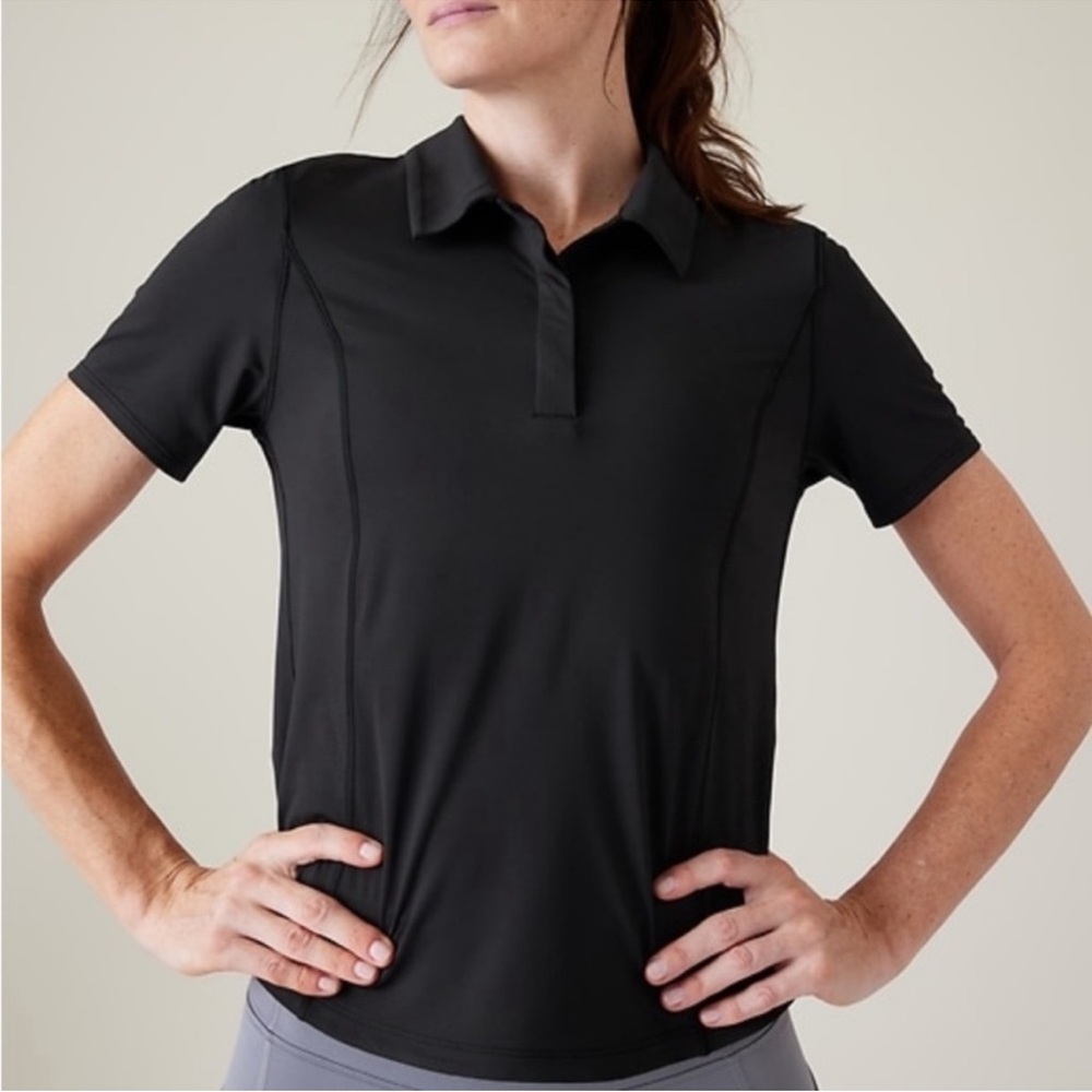 Athleta Black Short Sleeve Polo Shirt